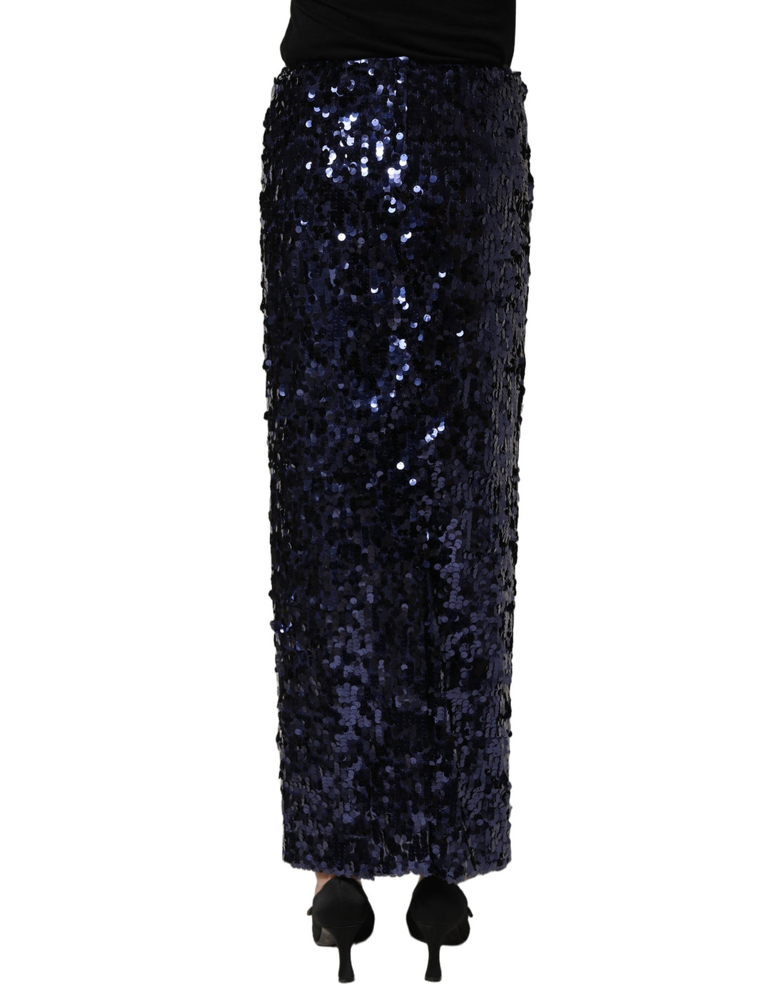 Dolce &amp; Gabbana Blue Sequin High Waist PencilCut Midi Skirt