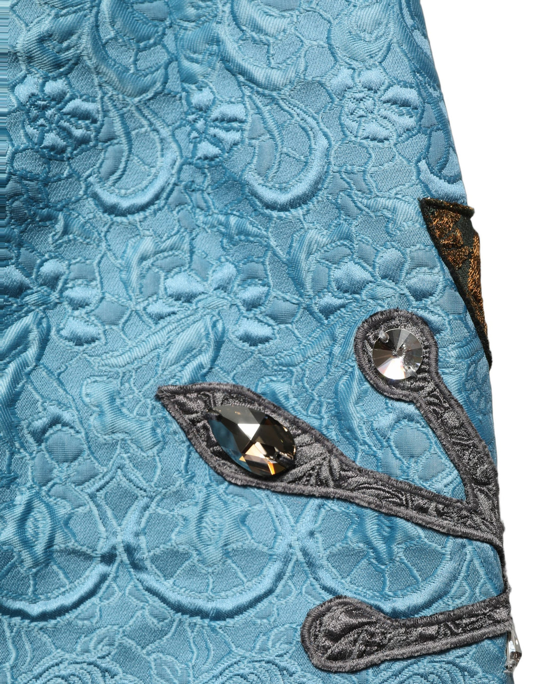Dolce &amp; Gabbana Blue Jacquard Embroidered A-line Skirt
