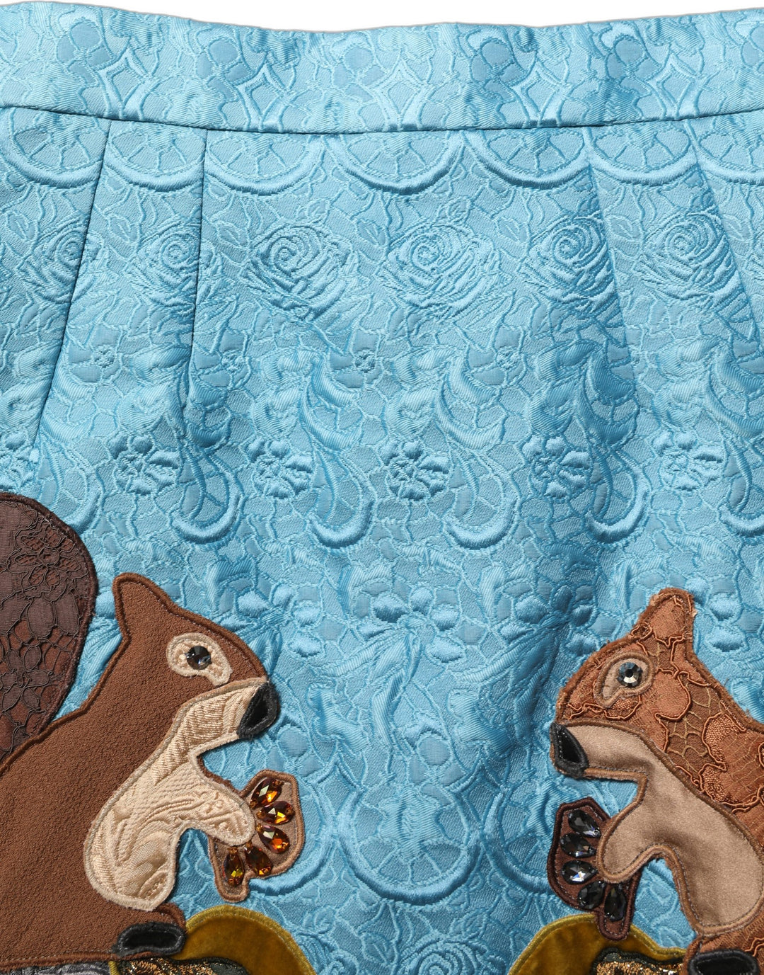 Dolce &amp; Gabbana Blue Jacquard Embroidered A-line Skirt