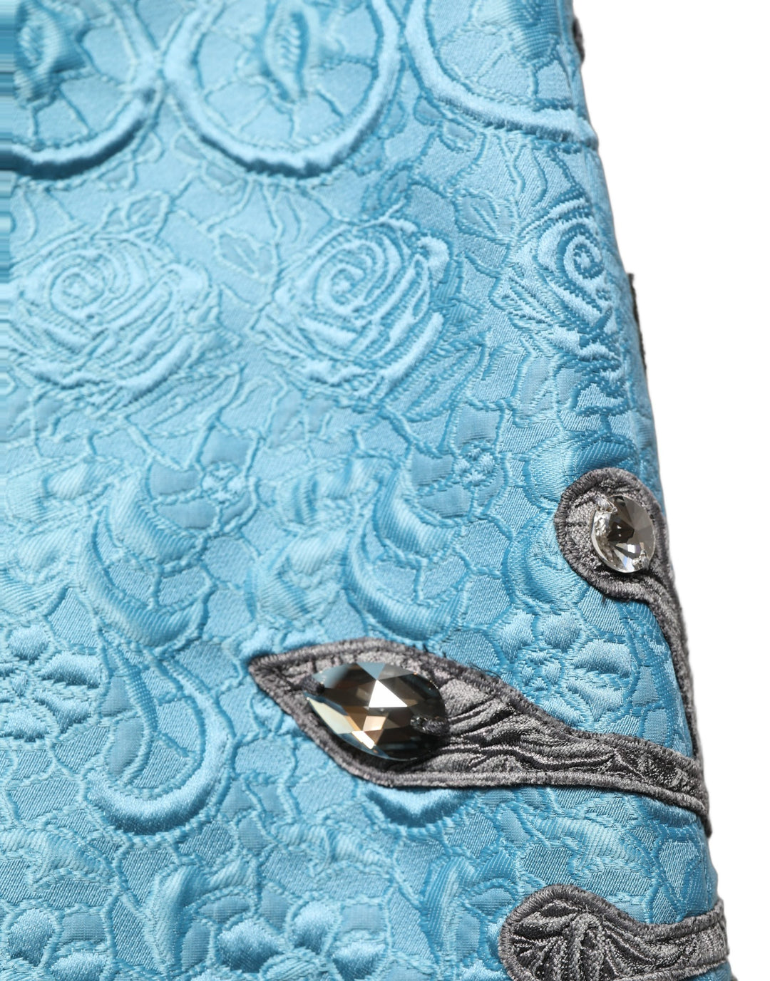 Dolce &amp; Gabbana Blue Jacquard Embroidered A-line Midi Skirt