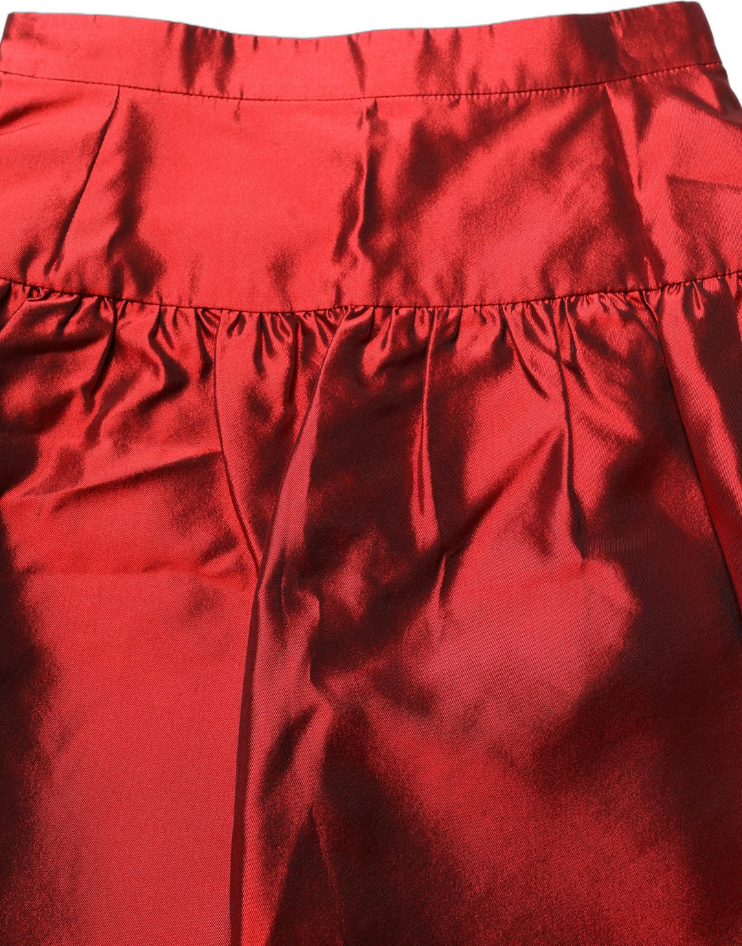 Dolce &amp; Gabbana Red Silk Satin Bubble High Waist Mini Skirt