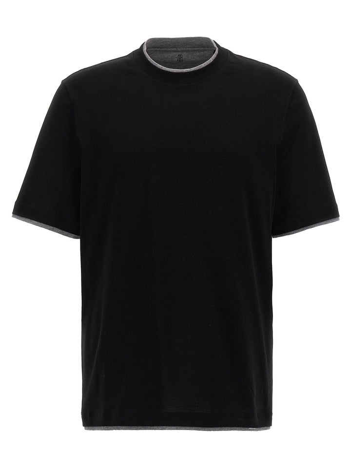 Brunello Cucinelli Black Cotton T-Shirt