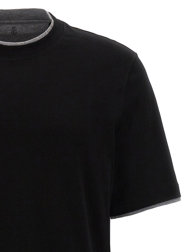 Brunello Cucinelli Black Cotton T-Shirt