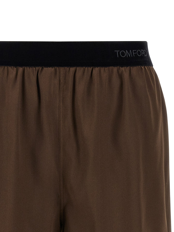 Tom Ford Brown Silk Bermuda Shorts