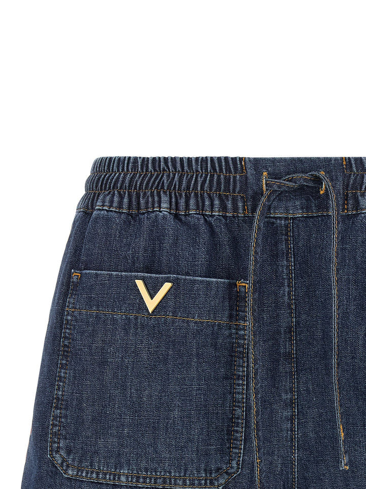 Valentino Garavani Blue Cotton Bermuda Shorts