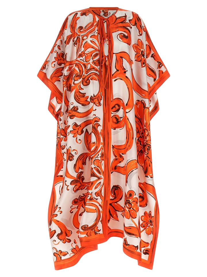 Dolce &amp; Gabbana Orange Silk Long Dress
