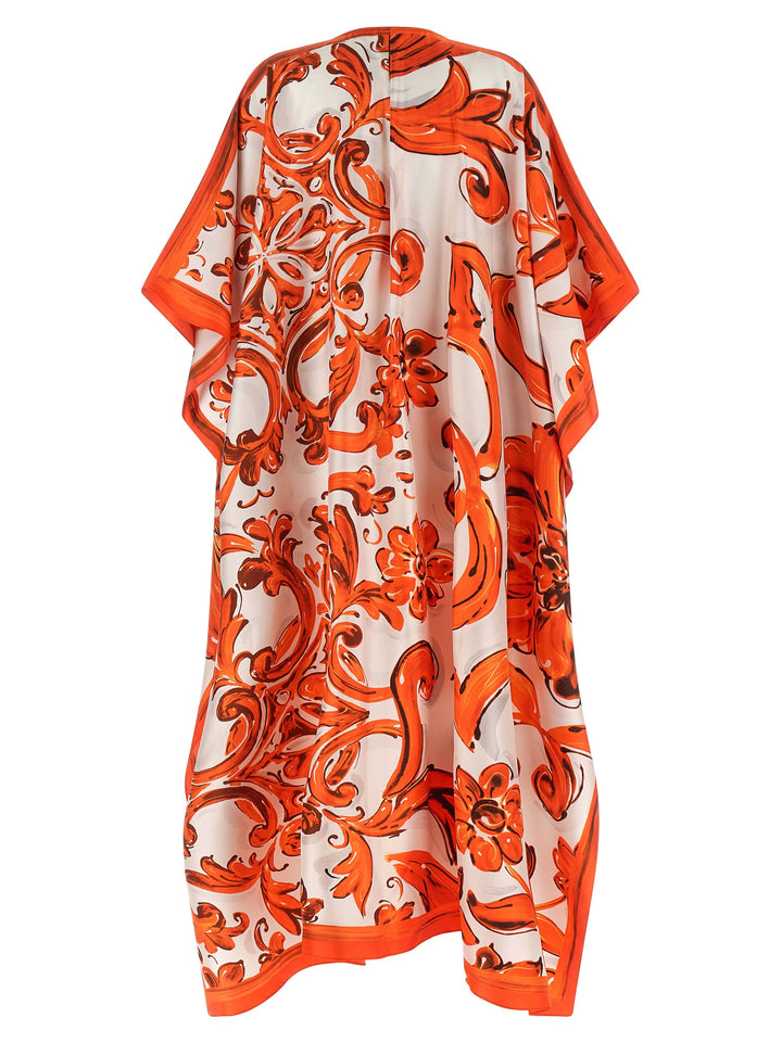 Dolce &amp; Gabbana Orange Silk Long Dress