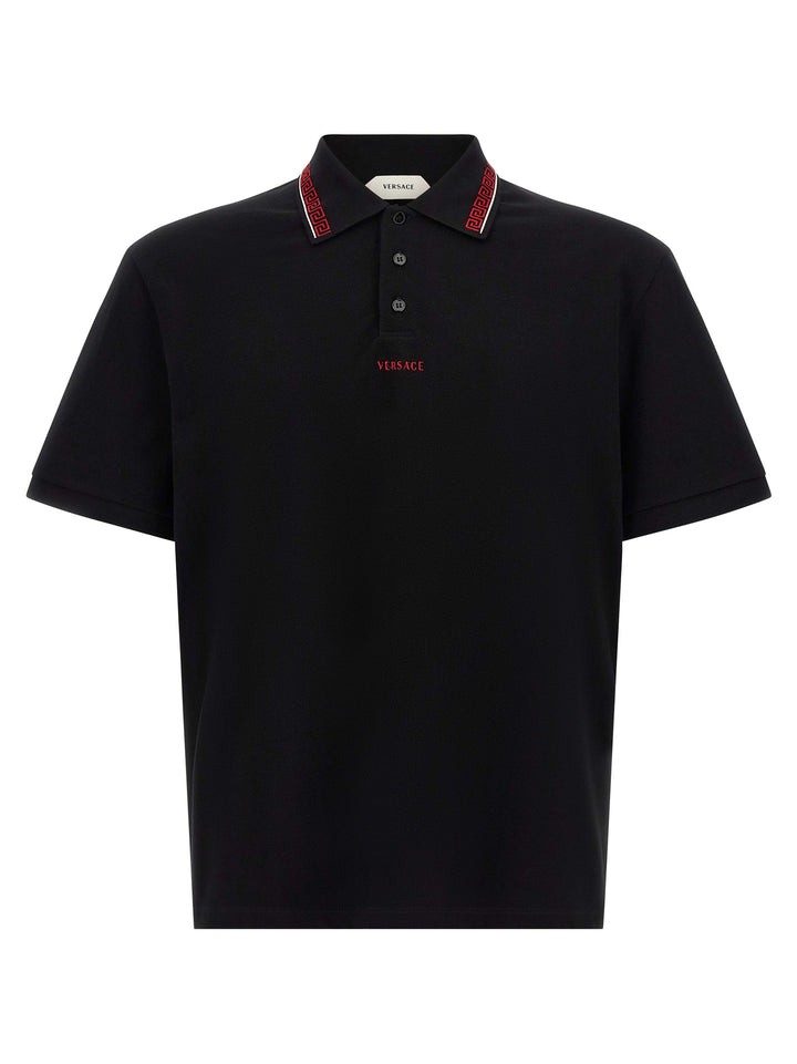 Versace Black Cotton Polo Shirt