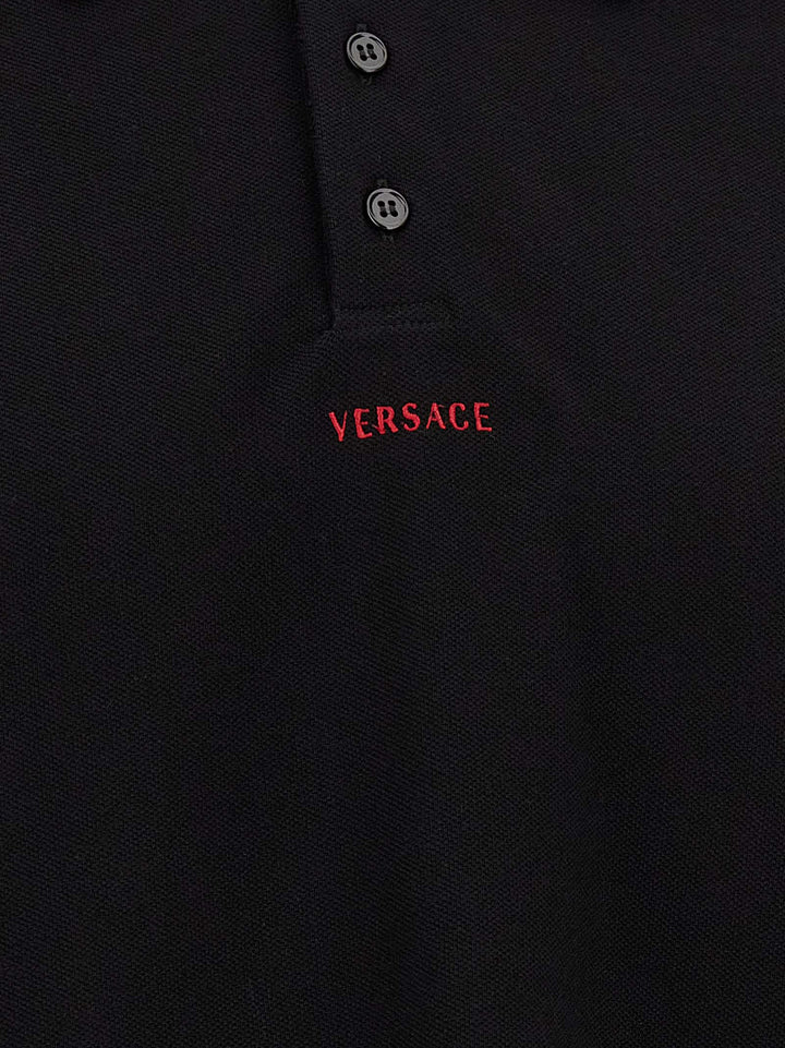 Versace Black Cotton Polo Shirt