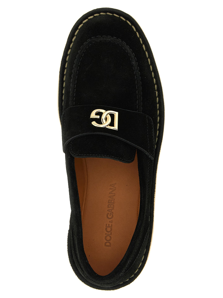 Dolce &amp; Gabbana Black Calfskin Slip-On Loafers