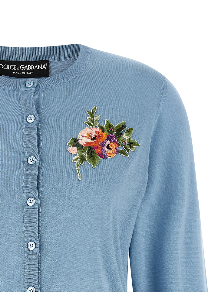 Dolce &amp; Gabbana Blue Silk Cardigan