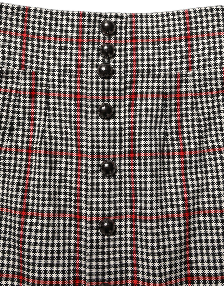 Dolce &amp; Gabbana Gray Checkered High Waist A-line Mini Skirt