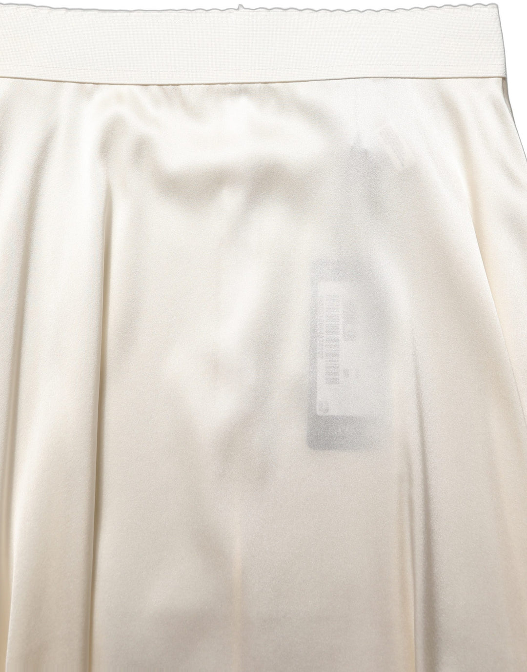 Dolce &amp; Gabbana Off White Lace Trimmed Satin High Waist Skirt