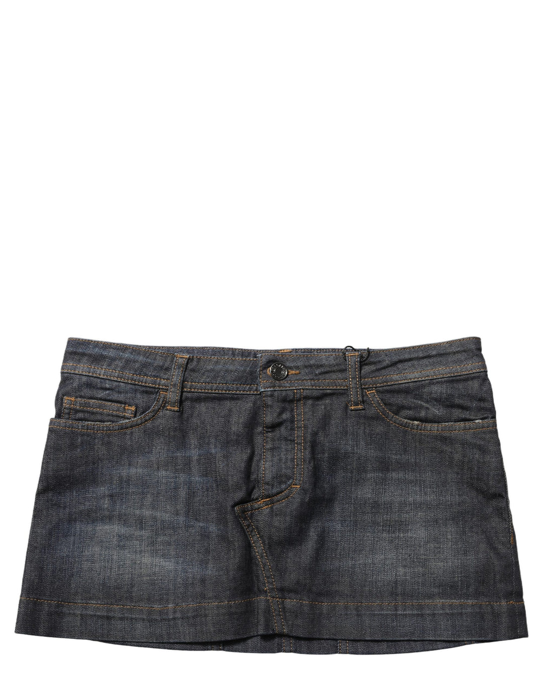 Dolce &amp; Gabbana Black Cotton Spandex Low Waist Denim Mini Skirt