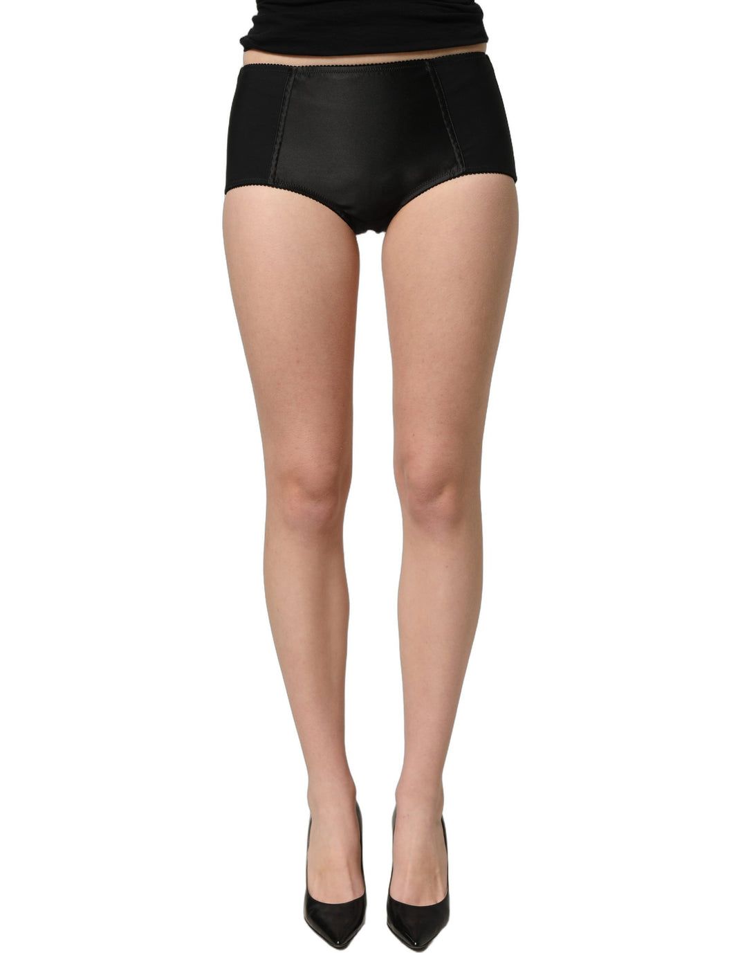 Dolce &amp; Gabbana Black Low Waist Satin Culotte Hotpants Shorts
