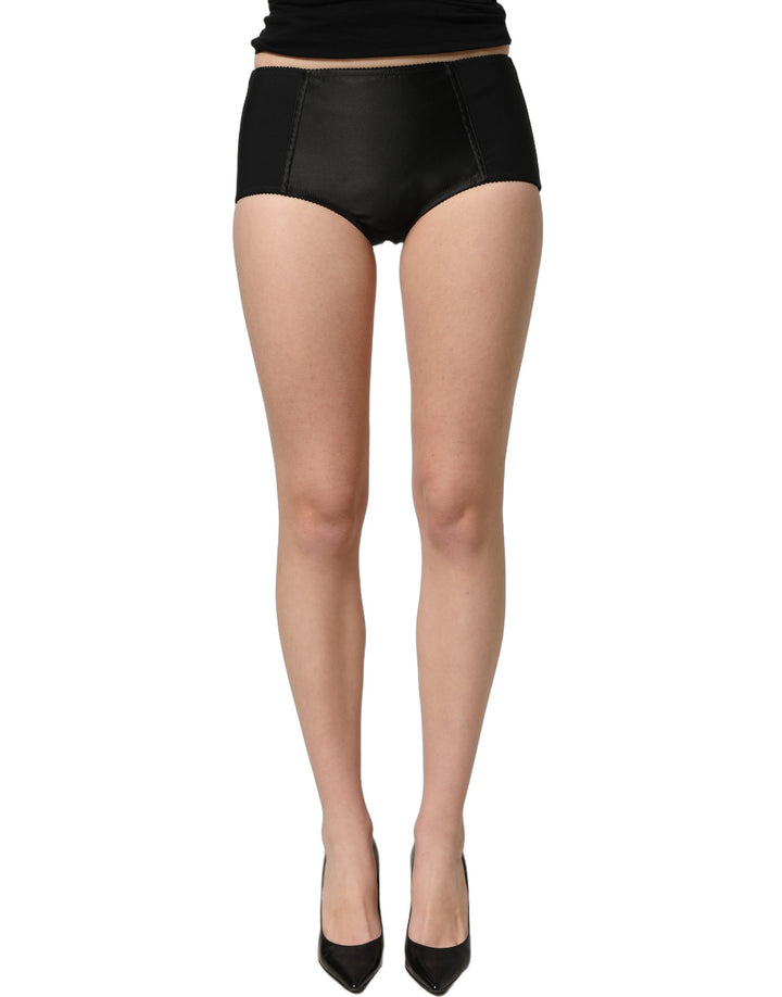 Dolce &amp; Gabbana Black Low Waist Satin Culotte Hotpants Shorts