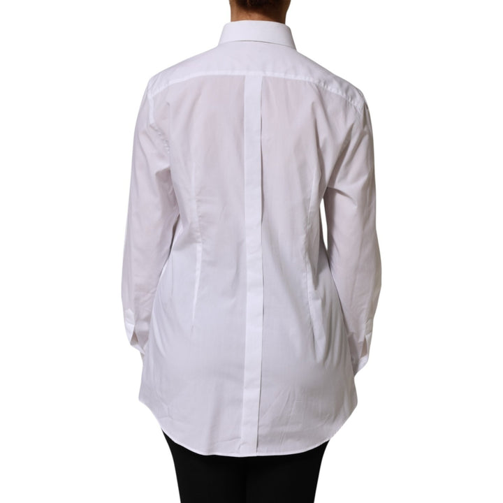 Dolce &amp; Gabbana White Cotton Tuxedo Bib Long Sleeve Dress Shirt