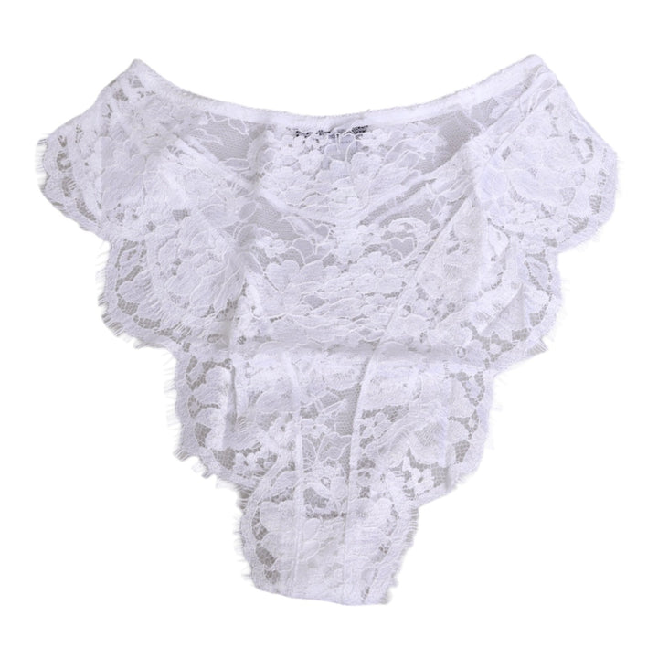 Dolce &amp; Gabbana White Floral Lace Low Rise Panty Underwear