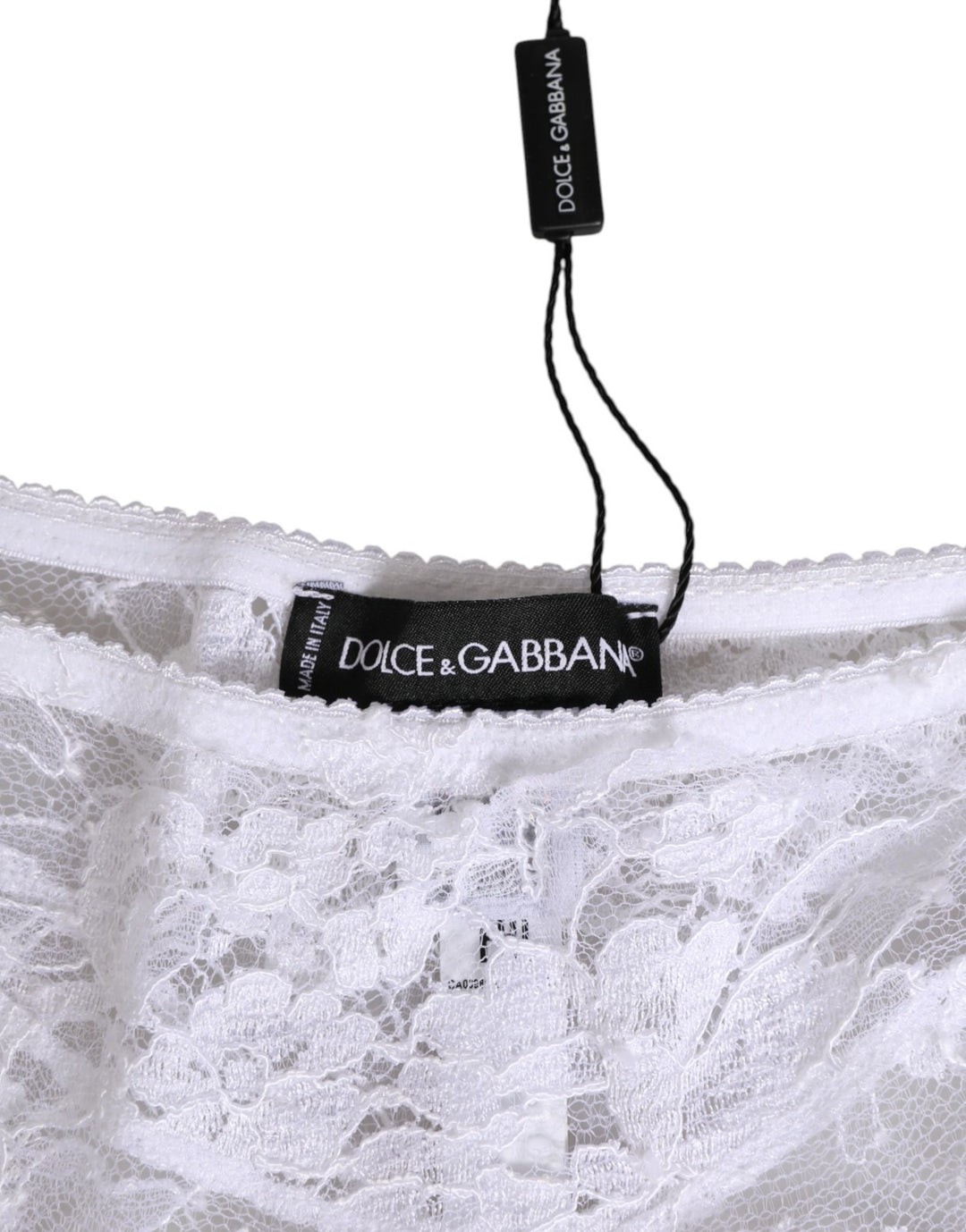 Dolce &amp; Gabbana White Floral Lace Low Rise Panty Underwear
