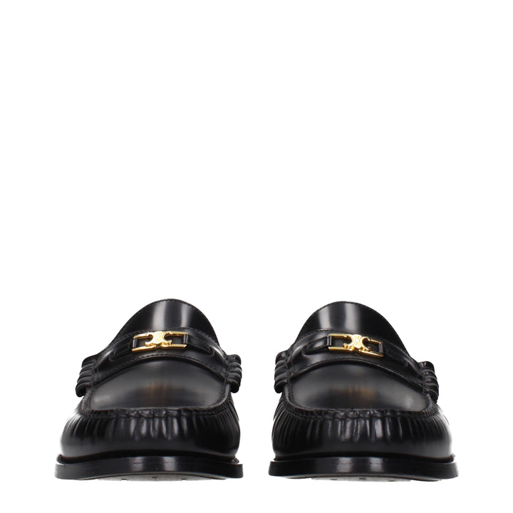 Celine Black Leather Slip-On Loafers