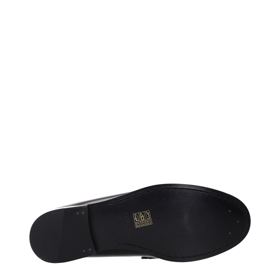 Celine Black Leather Slip-On Loafers