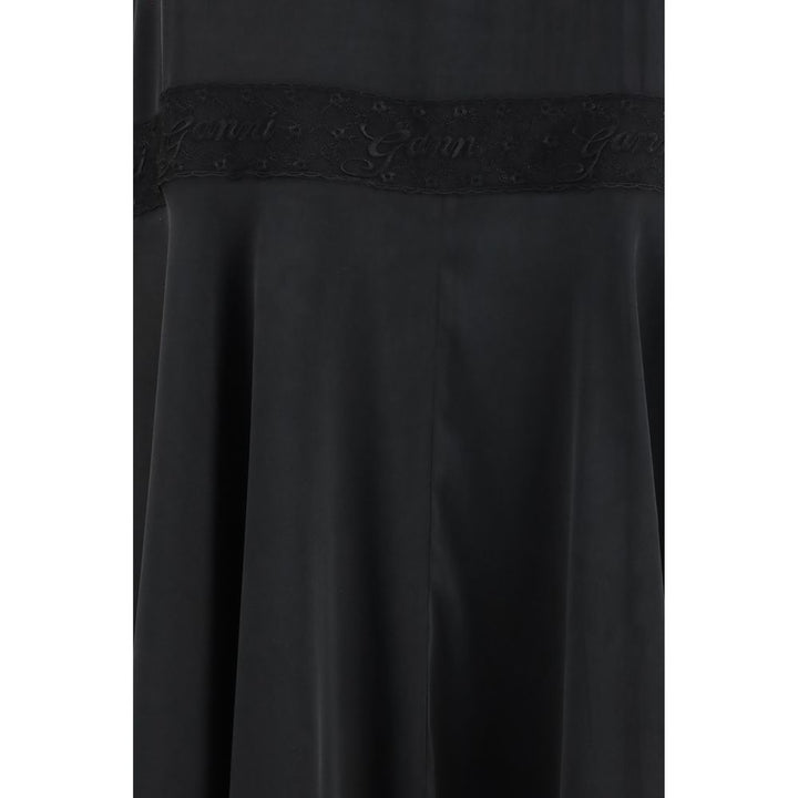 Ganni Black Silk Cocktail Dress