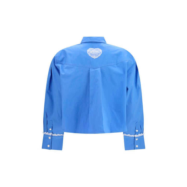 Ganni Blue Cotton Pattern Shirt