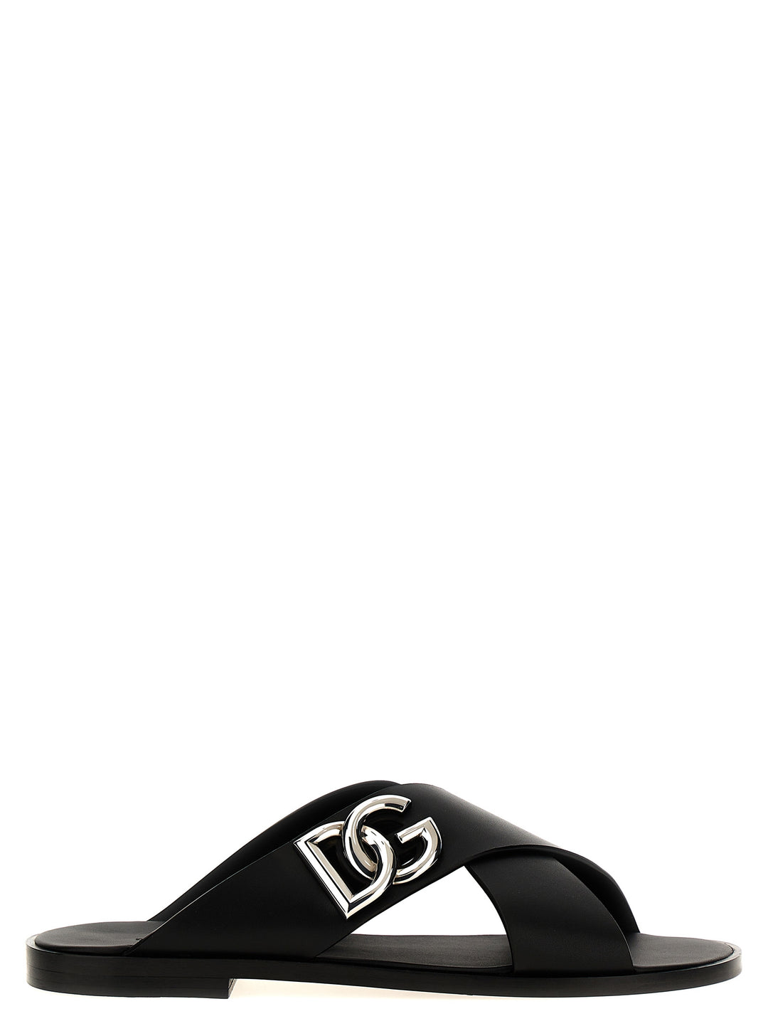 Dolce &amp; Gabbana Black Calfskin Slides