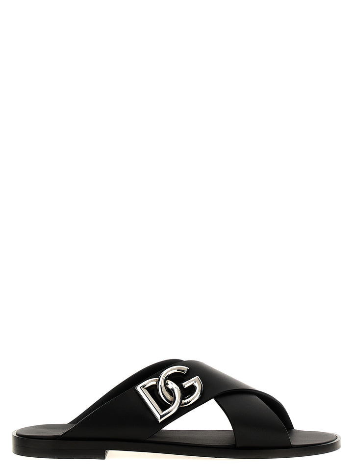 Dolce &amp; Gabbana Black Calfskin Slides
