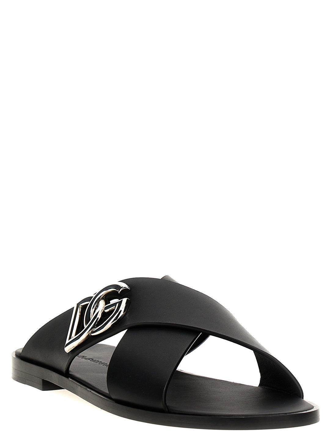 Dolce &amp; Gabbana Black Calfskin Slides