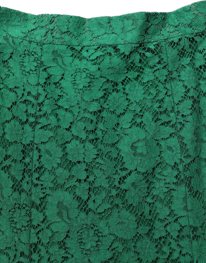 Dolce &amp; Gabbana Green Lace High Waist Mermaid Midi Skirt