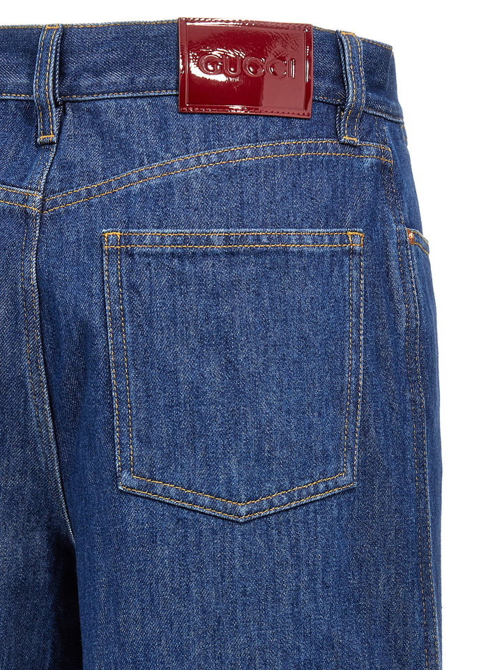 Gucci Blue Cotton Relaxed Fit Jeans