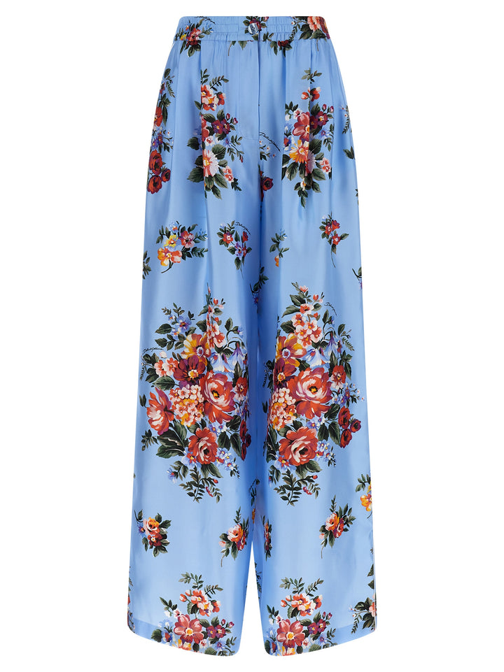 Dolce &amp; Gabbana Blue Silk Casual Pants
