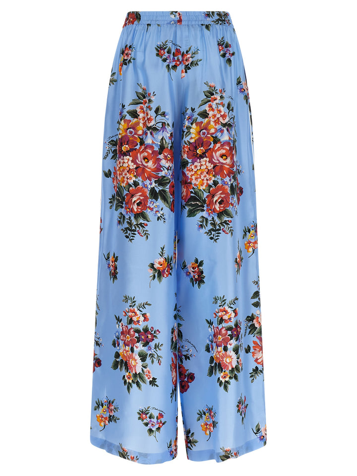 Dolce &amp; Gabbana Blue Silk Casual Pants