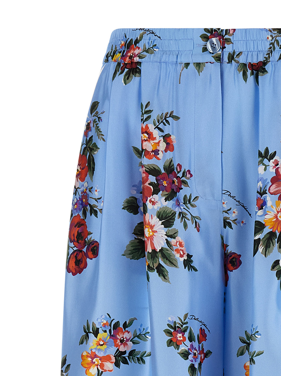 Dolce &amp; Gabbana Blue Silk Casual Pants