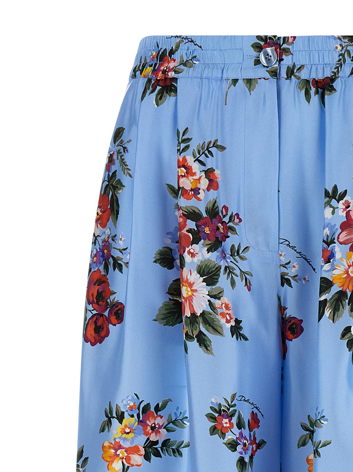 Dolce &amp; Gabbana Blue Silk Casual Pants