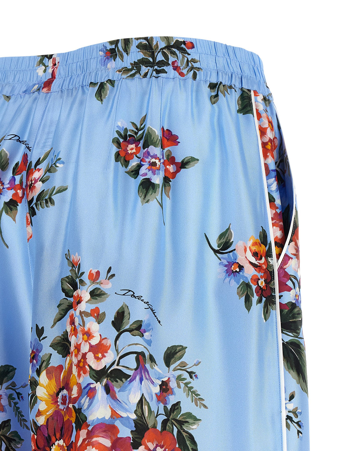 Dolce &amp; Gabbana Blue Silk Casual Pants