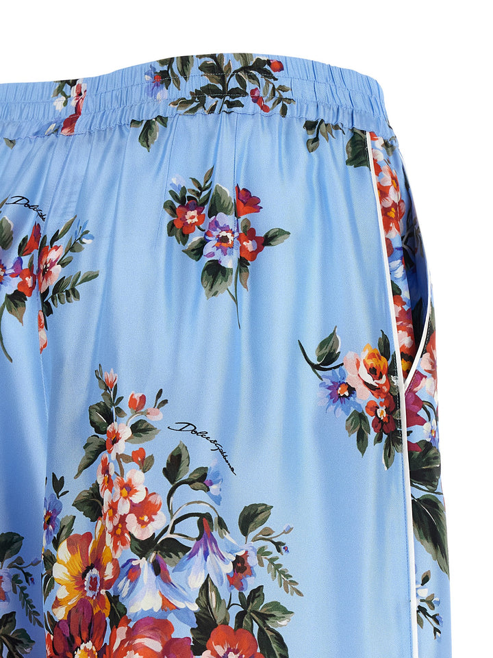 Dolce &amp; Gabbana Blue Silk Casual Pants