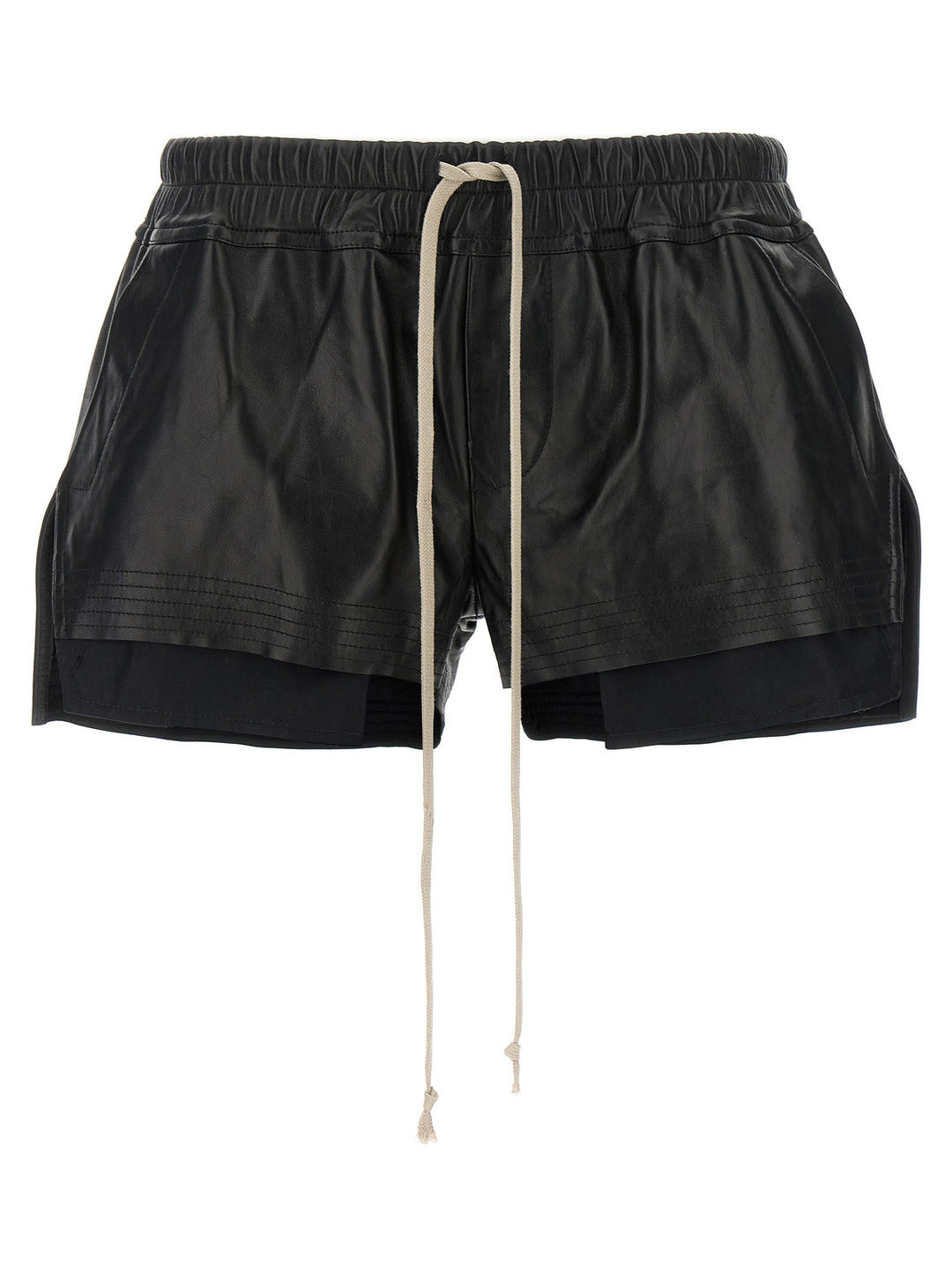 Rick Owens Black Lamb Leather Bermuda Shorts