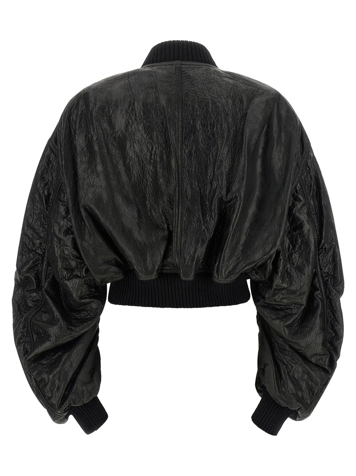 Rick Owens Black Lamb Leather Leather Jacket