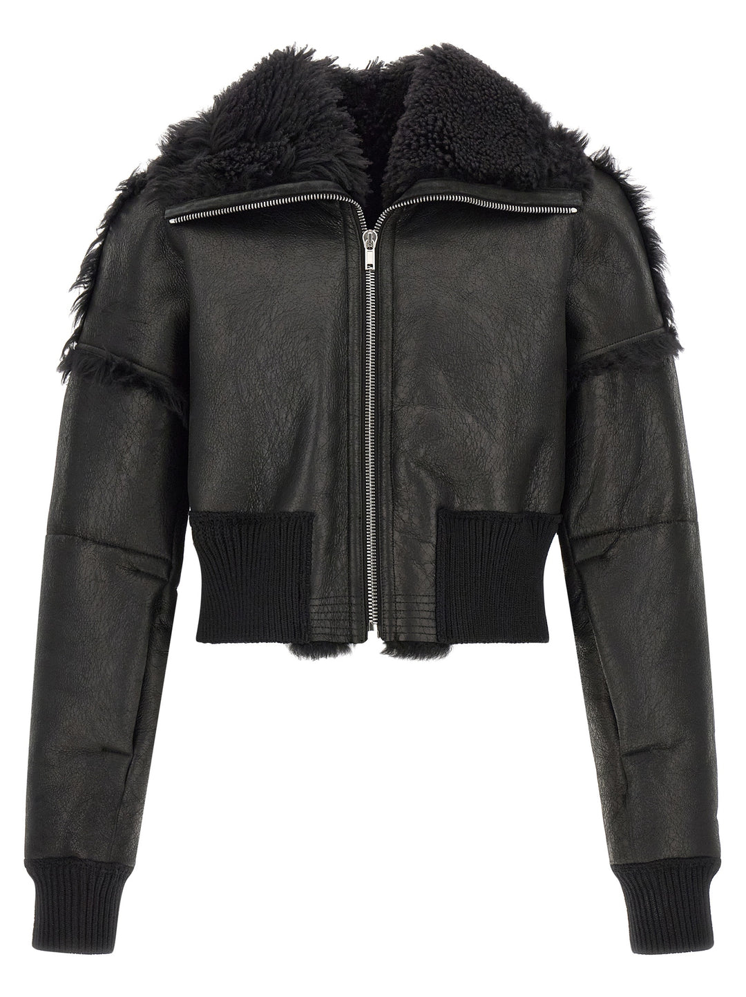 Rick Owens Black Lamb Fur Leather Jacket