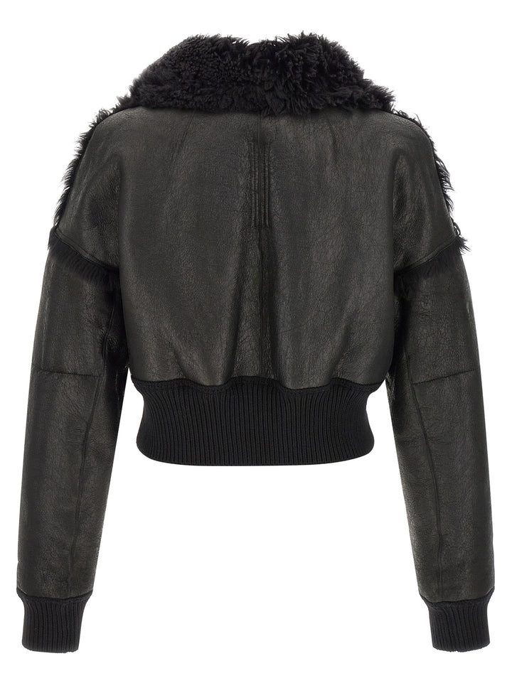 Rick Owens Black Lamb Fur Leather Jacket