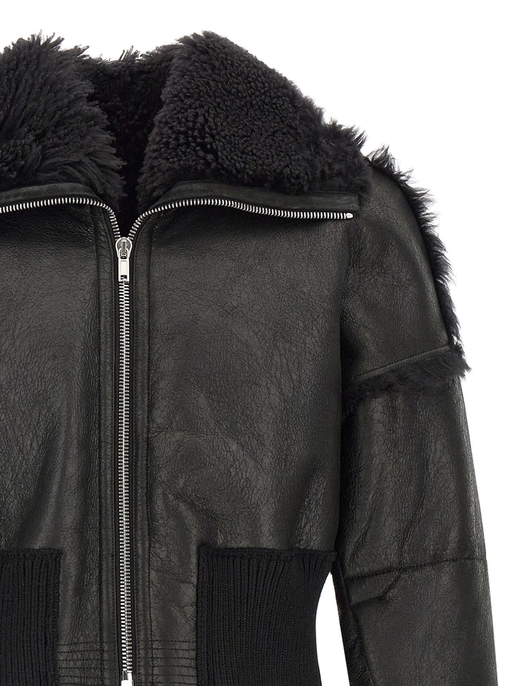Rick Owens Black Lamb Fur Leather Jacket