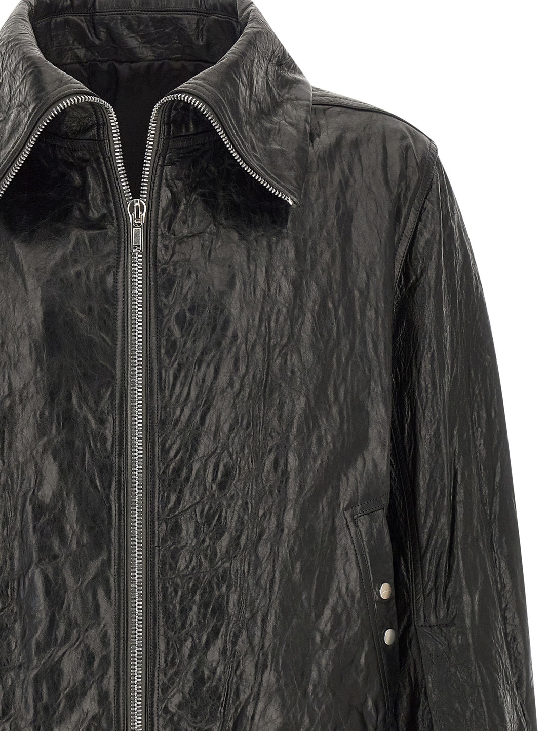 Rick Owens Black Lamb Leather Leather Jacket