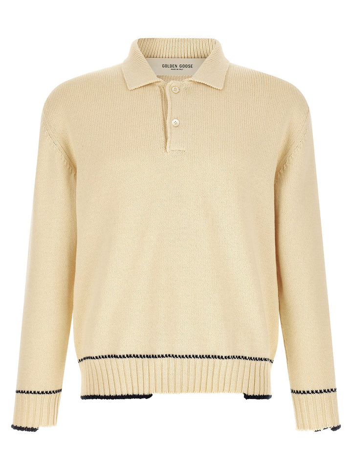 Golden Goose White Cotton Polo Shirt