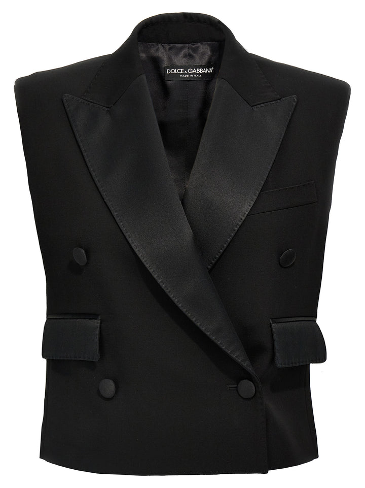 Dolce &amp; Gabbana Black Silk Sleeveless Jacket