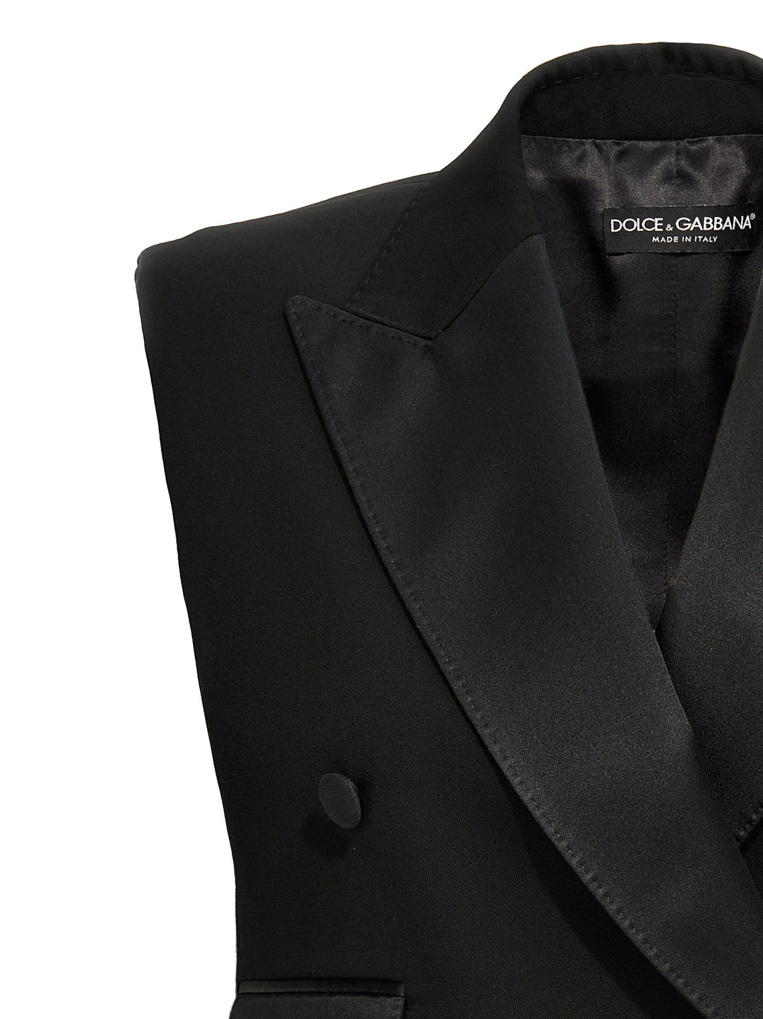Dolce &amp; Gabbana Black Silk Sleeveless Jacket