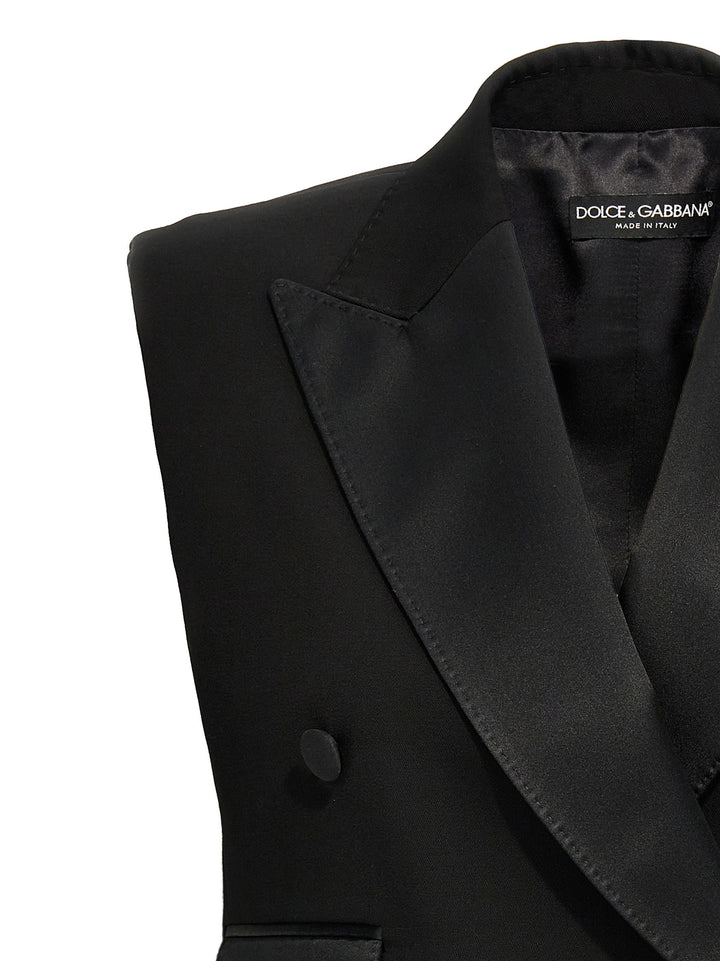 Dolce &amp; Gabbana Black Silk Sleeveless Jacket
