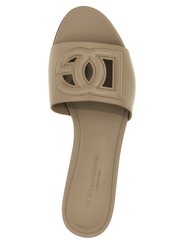 Dolce &amp; Gabbana Gray Calfskin Slides