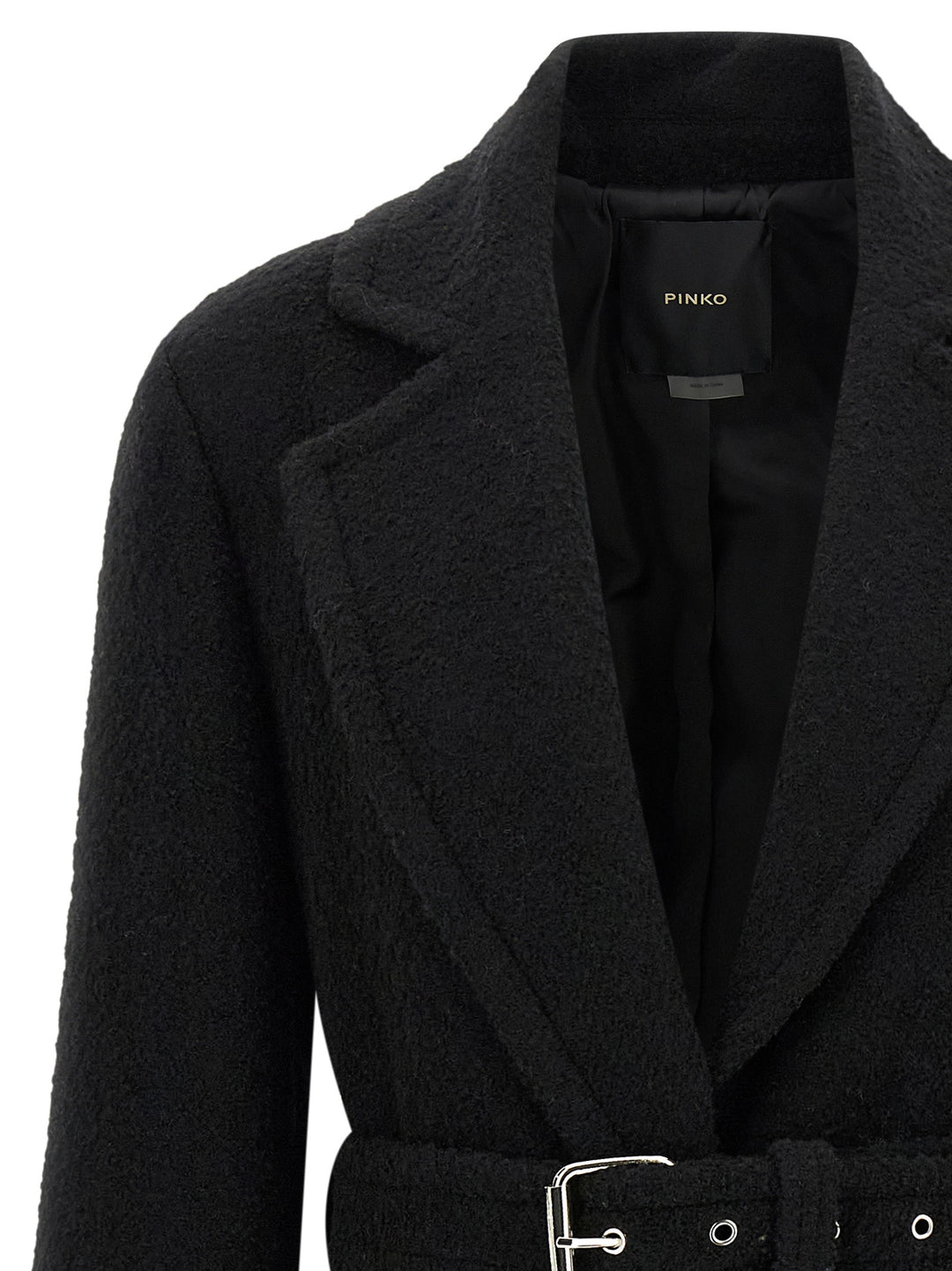 PINKO Black Polyester Coat